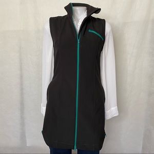 Betabrand Black No. 1 Dress-Vest Full Zip Black Teal